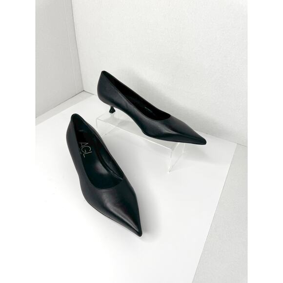 AGL Black Classic Lenor Pointed Toe Kitten Heel Retro Pump size 36.5 - Picture 5 of 8